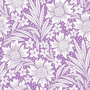 art nouveau flowers - white and lavender WB23