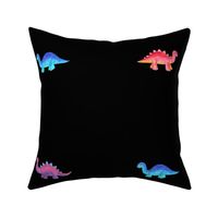 Individual Bright Colorful Hand Painted Gouache Dinos on Black for custom request