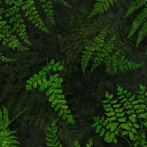 Moody Woods Moss Green Fern Botanical Pattern Large Scale