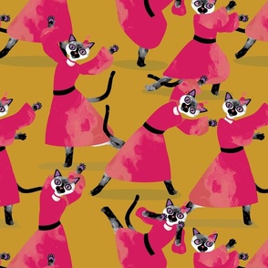 Wuthering cats dance moves fabric gold