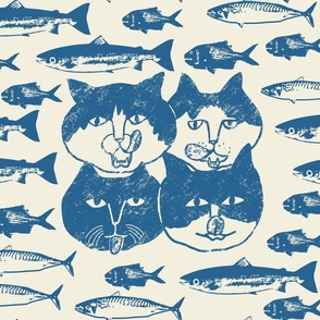 Four Cats and Fish