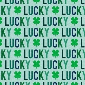 (med scale) Lucky - four leaf clover - multi on mint - St. Patricks Day - C23