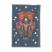 Ornate owl / wall hanging /  tea towel
