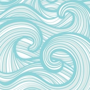 Caribbean Sea- Ocean Waves- California Summer- Hawaii Surf- Pool- Petal Solid Coordinate- Light Turquoise Blue- Soft Pastel Wallpaper- Coastal Gradma- Medium