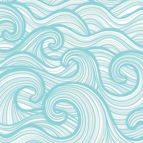 Caribbean Sea- Ocean Waves- California Summer- Hawaii Surf- Pool- Petal Solid Coordinate- Light Turquoise Blue- Soft Pastel Wallpaper- Coastal Gradma- Small