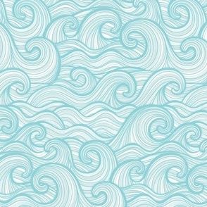 Caribbean Sea- Ocean Waves- California Summer- Hawaii Surf- Pool- Petal Solid Coordinate- Light Turquoise Blue- Soft Pastel Wallpaper- Coastal Grandma- Mini