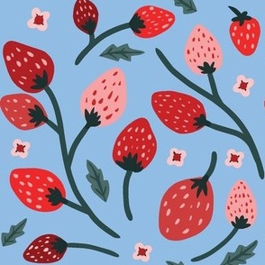 Happy Strawberries in blue