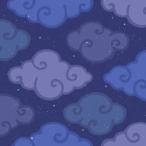 Night Clouds Starry Sky 24 inches wide for wallpaper