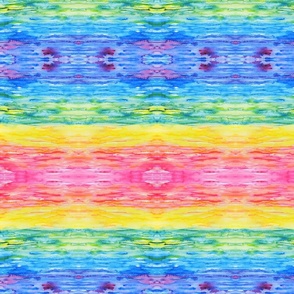 Vivid Watercolor Blended Boho Rainbow Stripes