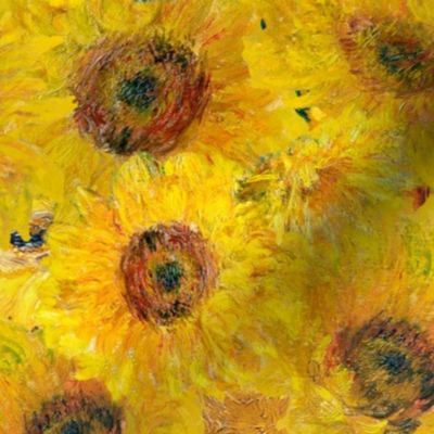 LARGE - Vincent`s and Claude Monet`s Sunflower Garden- Sunflowers painted by van Gogh and Monet 