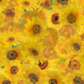 LARGE - Vincent`s and Claude Monet`s Sunflower Garden- Sunflowers painted by van Gogh and Monet 
