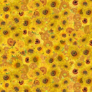 MEDIUM - Vincent`s and Claude Monet`s Sunflower Garden- Sunflowers painted by van Gogh and Monet 