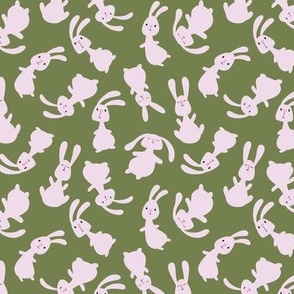 bouncing bunnies - avocado green - small scale - shw1005 pp