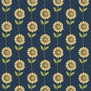Small Scale Sunflowers on Navy