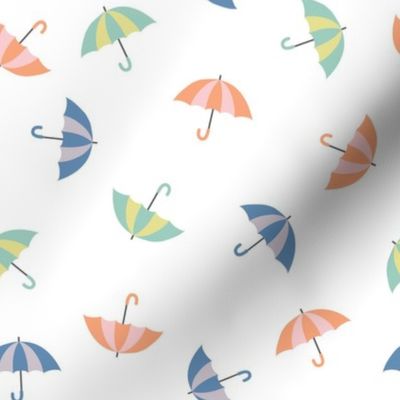 Colorful Spring Umbrellas - On White, Medium Scale