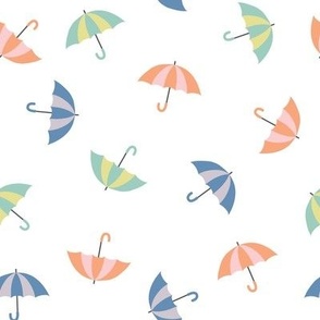 Colorful Spring Umbrellas - On White, Medium Scale