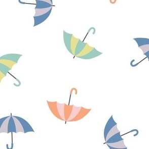 Colorful Spring Umbrellas - On White, Large Scale