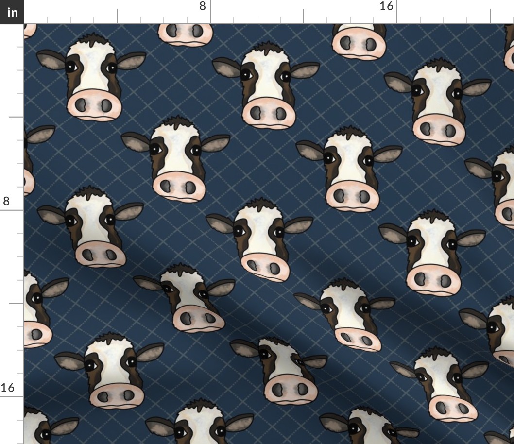 Large Scale Cow Faces on Navy