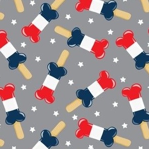 patriotic pup pops - red white and blue popsicles - USA - grey - LAD23