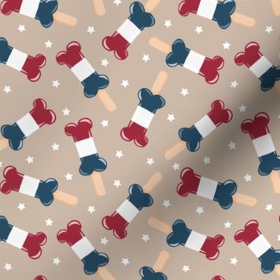 patriotic pup pops - red white and blue popsicles - USA - khaki - LAD23