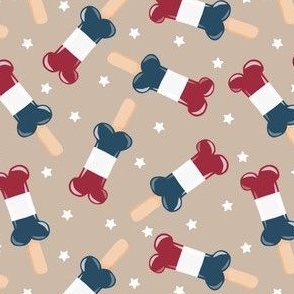 patriotic pup pops - red white and blue popsicles - USA - khaki - LAD23