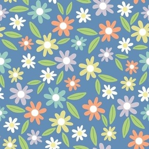 Spring Flower Garden - Peri Blue, Medium Scale