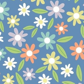 Spring Flower Garden - Peri Blue, Large Scale