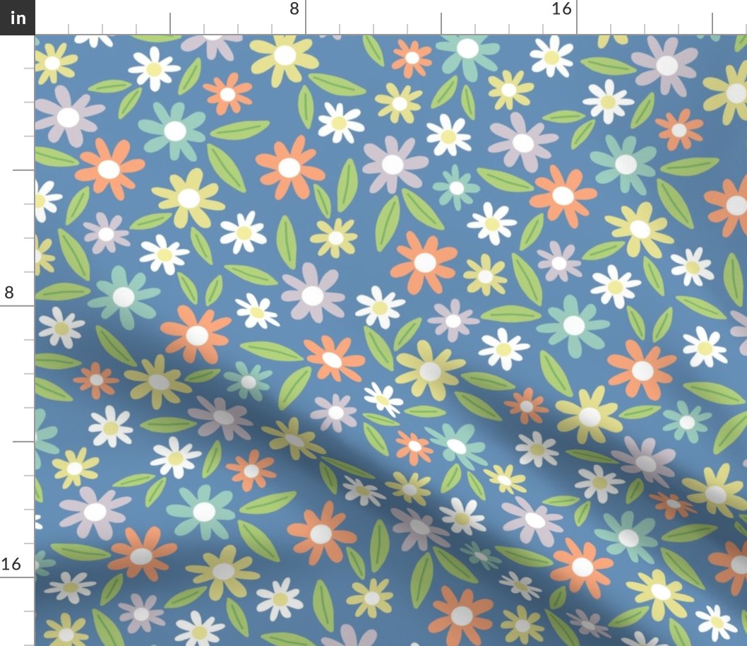 Spring Flower Garden - Peri Blue, Large Scale