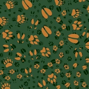 Wild Animals Tracks Deep Green 