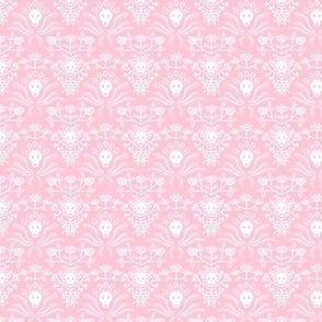 Skulls and Roses Damask in Pink