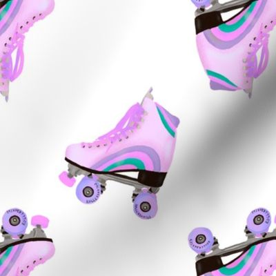 Roller skates  pink  & purple - white background- Disco Collection 