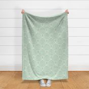 Art deco scallop floral hand drawn lines in soft pastel sage green LARGE SCALE