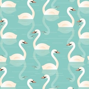 geometric swans with reflections - small