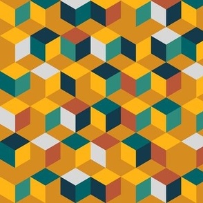 Colorful cubes with yellow background