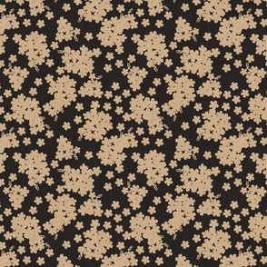 Small Florals Beige on Charcoal