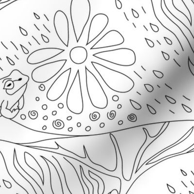 Frogs! Minimalist Simple Black White Drawing - Frogs,  Nature, Flowers