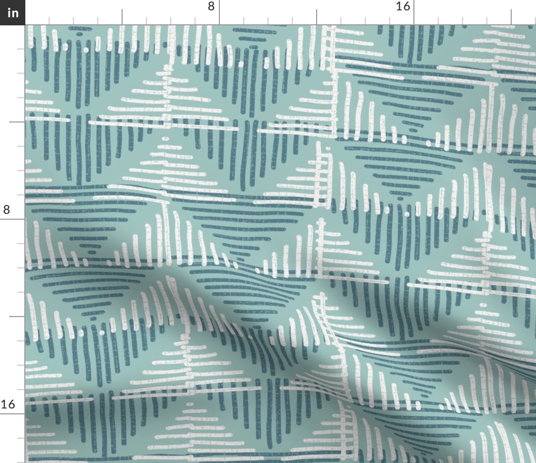 Barkcloth Rustic Triangles XL wallpaper scale celadon sage by Pippa Shaw