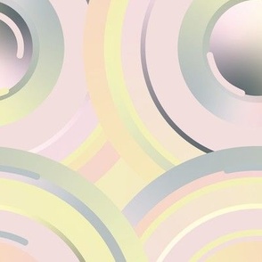Concentric Circles in pinks, yellows, and desaturated blues