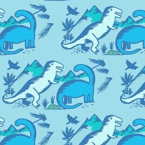 Blue dinosaurs doodle normal scale 6"