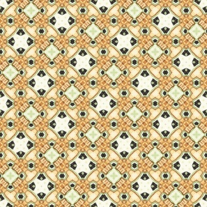 Amber Orange and Celadon Green Moroccan Style Geometric Tile