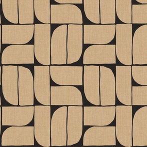 Freehand Geometric Blocks Beige on Charcoal