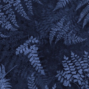 Moody Woods Midnight Blue Fern Botanical Pattern