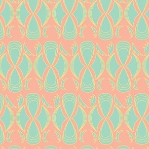 Luxe Lavish Ornate Formal Geo Wallpaper in Pink, Turquoise and Gold