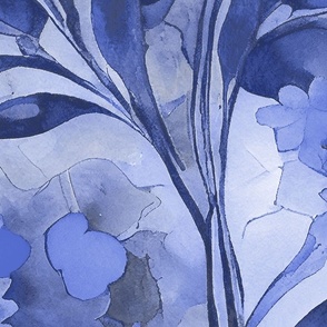 Loose Floral Watercolor Art Blue Large Scale
