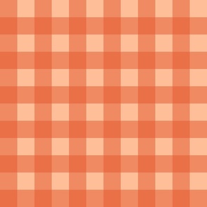 1 1/2 in - Gingham check - orangeade and peach fuzz light orange