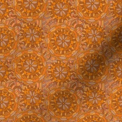 Brown, Orange and Beige Abstract Mandala Design, Warm Autumn Floral Colors