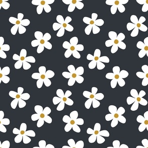 Tossed Daisies on Navy