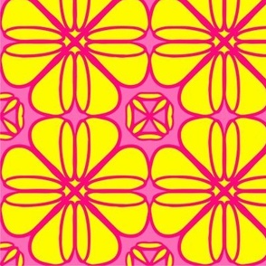Yellow & Pink Geometric Floral