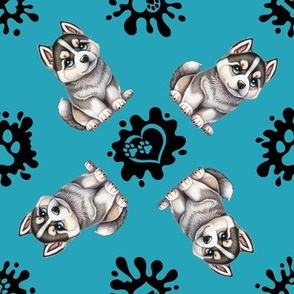 Puppy Love 20 Husky Teal