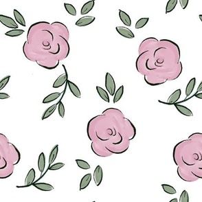 Pink and Green Flowers  - minimal